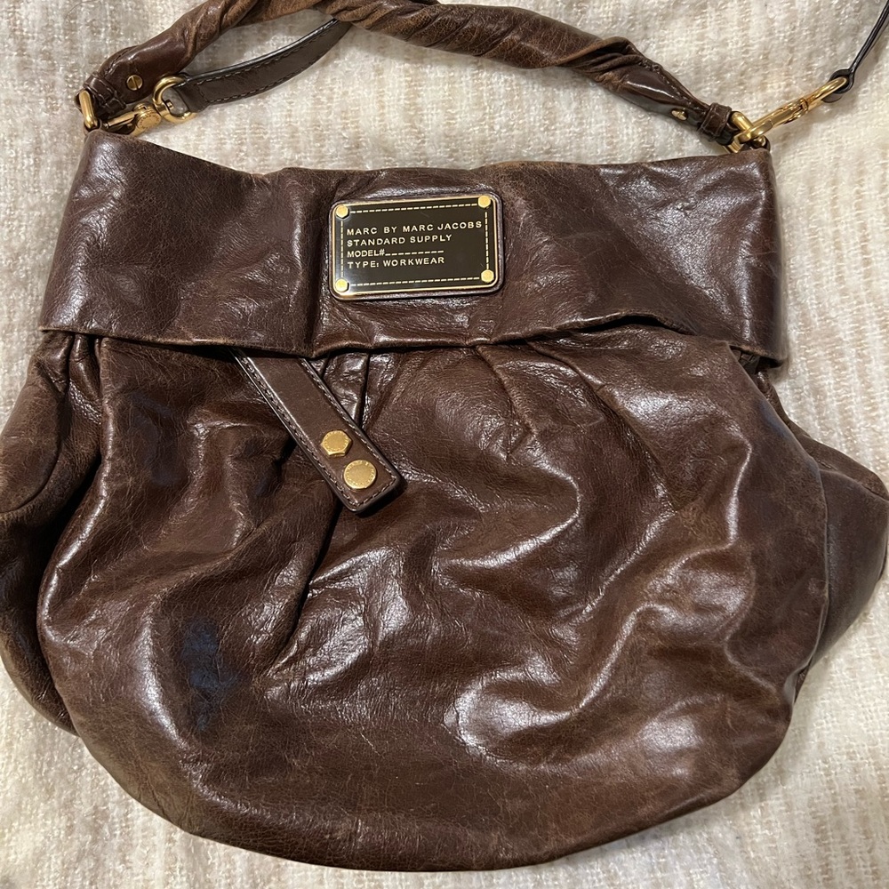 Marc by Marc jacobs brown leather hobo cross body purse